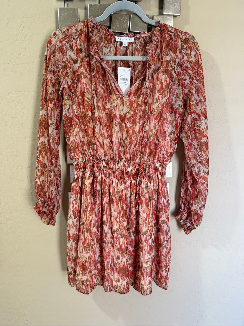 Socialite Multicolor Mini Dress in Pink and Rust